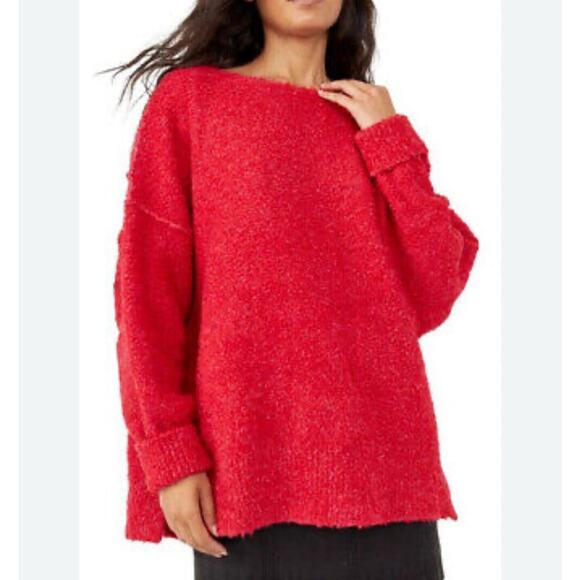 NWT Free People Moira Slouchy Tunic In Cherry Fizz Combo Large - Picture 6 of 6